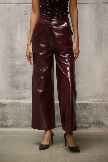 Burgundy Vegan Leather Pant