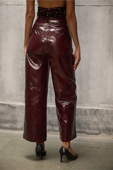Burgundy Vegan Leather Pant