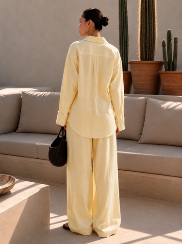 Linen Blend ButterYellow Oversized Shirt