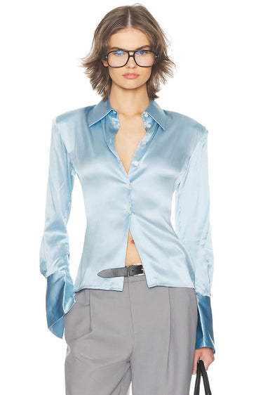 Premium Satin Blue Fitted Shirt