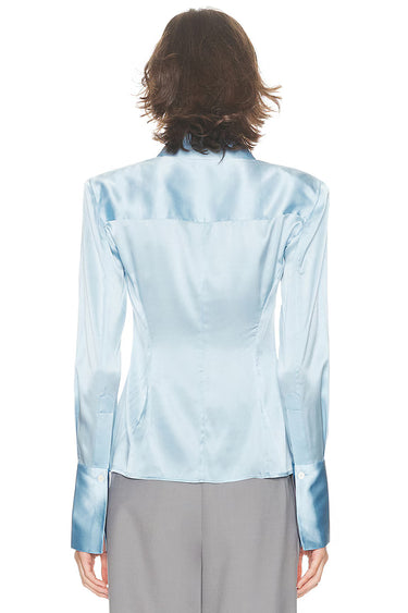 Premium Satin Blue Fitted Shirt