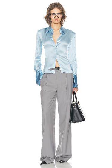 Premium Satin Blue Fitted Shirt