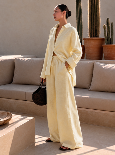Linen Blend ButterYellow Oversized Shirt