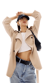Beige Premium Double - breasted Trench Coat with Belt - FREYJA INDIA - 