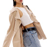 Beige Premium Double - breasted Trench Coat with Belt - FREYJA INDIA - 