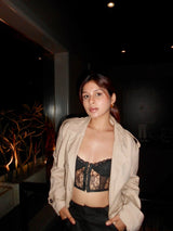 Beige Premium Lightweight Jacket with Belt - FREYJA INDIA - 