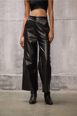 Black Faux Leather Trouser - FREYJA GLOBAL - 