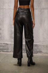 Black Faux Leather Trouser - FREYJA GLOBAL - 