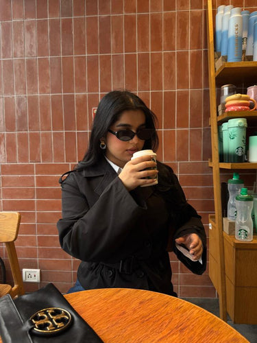 Black Premium Lightweight Trench Jacket with tie - belt - FREYJA GLOBAL - 