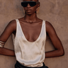 Black satin scarf - FREYJA GLOBAL - 