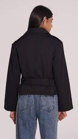 Black Trench Coat Jacket - FREYJA INDIA - 