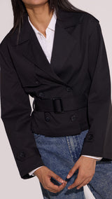 Black Trench Coat Jacket - FREYJA INDIA - 