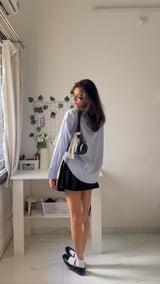 Blue Cotton Poplin Oversized Shirt - FREYJA INDIA - 