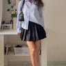 Blue Cotton Poplin Oversized Shirt - FREYJA GLOBAL - 