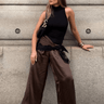 Brown satin lace scarf - FREYJA GLOBAL - 