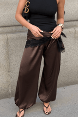 Brown satin lace scarf - FREYJA GLOBAL - 