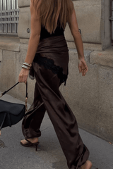 Brown satin lace scarf - FREYJA GLOBAL - 