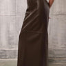 Brown Vegan Leather Long Pencil Skirt - FREYJA GLOBAL - 