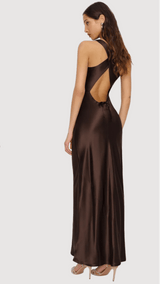 Heiress Dress - Premium Satin Brown Cross Dress - FREYJA GLOBAL - 
