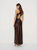 Heiress Dress - Premium Satin Brown Cross Dress - FREYJA GLOBAL - 