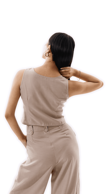 Linen Beige Trousers - Oversized Korean Style Pants - FREYJA INDIA - 