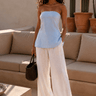 Linen Blend Baby Blue Tube Top - FREYJA GLOBAL - 