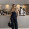 Linen Blend Black tube top - FREYJA GLOBAL - 