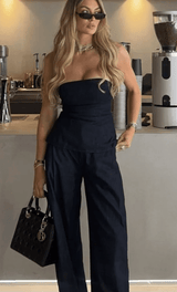 Linen Blend Black tube top - FREYJA GLOBAL - 
