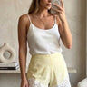 Linen Blend Butter Yellow Lace Short - FREYJA GLOBAL - 