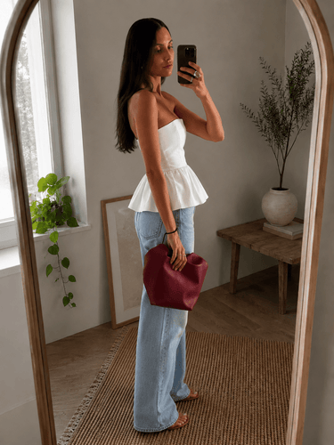 Linen Blend White tube flare top - FREYJA GLOBAL - 