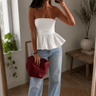 Linen Blend White tube flare top - FREYJA GLOBAL - 