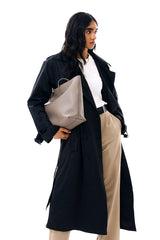 OG premium Black Double - Breasted Trench Coat with Belt - FREYJA INDIA - 