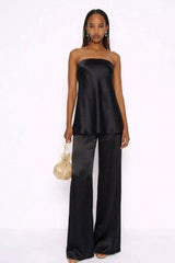 Premium Black Satin Tube Top - FREYJA GLOBAL - 