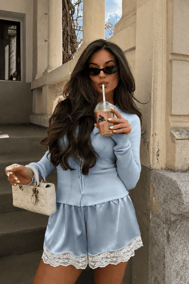 Premium Blue Lace Shorts - FREYJA GLOBAL - 