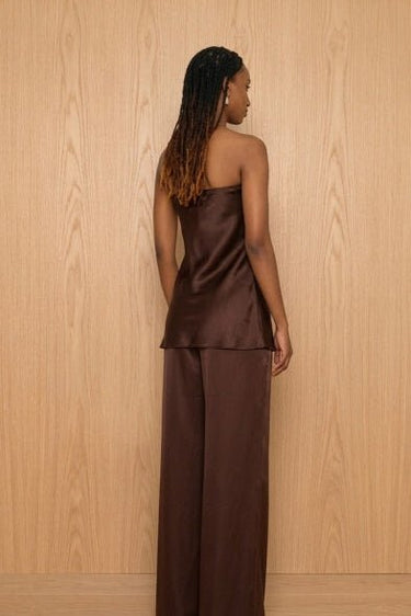 Premium Brown Satin Tube Top - FREYJA GLOBAL - 
