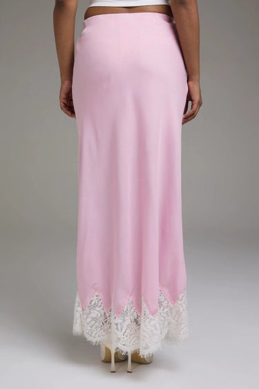 Premium Pink Long Skirt with Lace - FREYJA GLOBAL - 