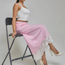 Premium Pink Long Skirt with Lace - FREYJA GLOBAL - 