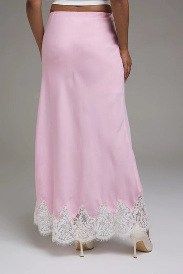 Premium Pink Long Skirt with Lace - FREYJA GLOBAL - 