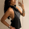 Premium Satin Black Halter neck top - FREYJA GLOBAL - 