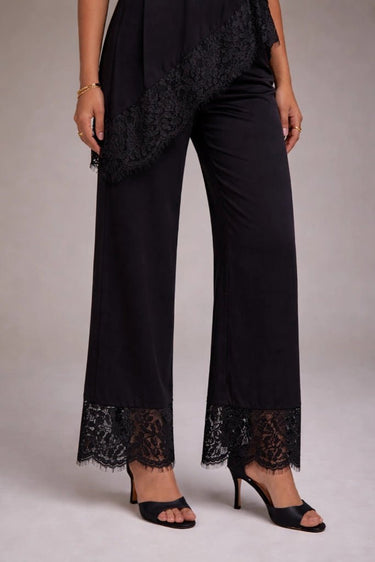 Premium Satin Black Pant with Lace - FREYJA GLOBAL - 