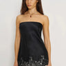 Premium Satin Black Tube Top with Lace - FREYJA GLOBAL - 