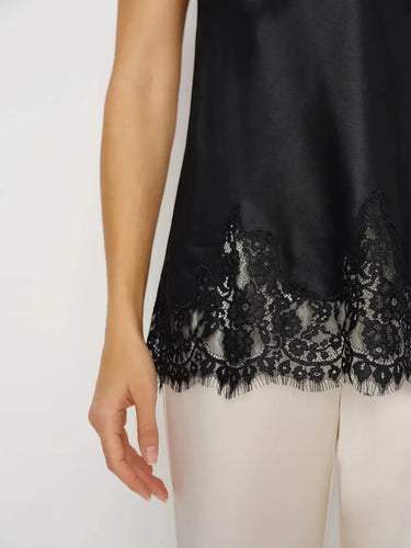 Premium Satin Black Tube Top with Lace - FREYJA GLOBAL - 
