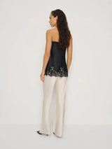 Premium Satin Black Tube Top with Lace - FREYJA GLOBAL - 