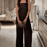 Premium Satin Brown Co - ord set with lace - FREYJA GLOBAL - 