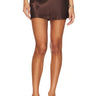 Premium Satin Brown Espresso Mini SKirt - FREYJA GLOBAL - 