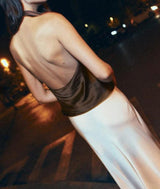 Premium Satin Brown Halter neck top - FREYJA GLOBAL - 
