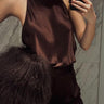 Premium Satin Brown Halter neck top - FREYJA GLOBAL - 