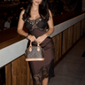 Premium Satin Brown Midi Lace Dress - FREYJA GLOBAL - 