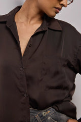 Premium Satin Brown Oversized Shirt - FREYJA GLOBAL - 