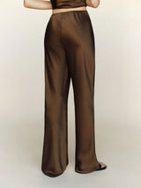Premium Satin Brown Pant - FREYJA GLOBAL - 